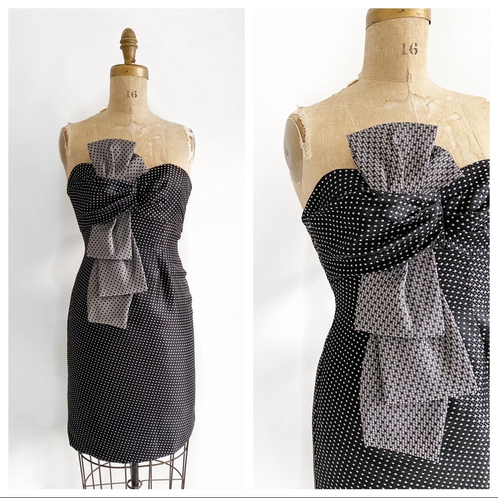 MAX & CLEO bold bow sweetheart strapless dress.